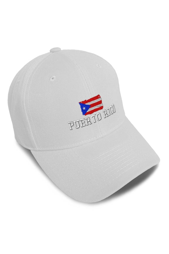 Baseball Caps for Men & Women Embroidered Puerto Rican Flag Puerto Rico Embroidery Ladies & Men Baseball Hats Acrylic White Design Only