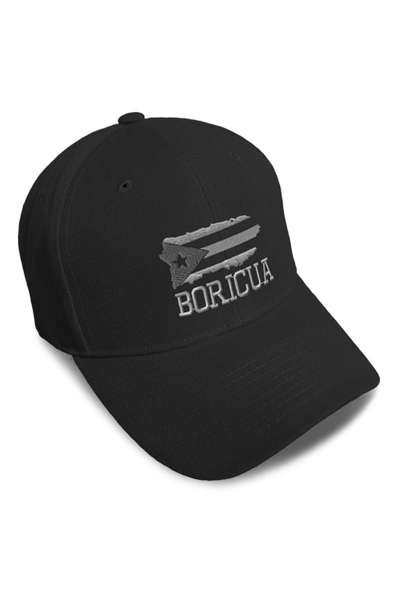 Baseball Caps for Men & Women Embroidered Puerto Rico Island Map Flag C Ladies & Men Baseball Hats Acrylic Black Design Only