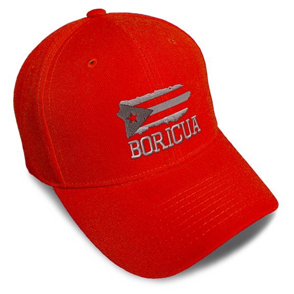 Baseball Caps for Men & Women Embroidered Puerto Rico Island Map Flag C Ladies & Men Baseball Hats Acrylic Red Design Only