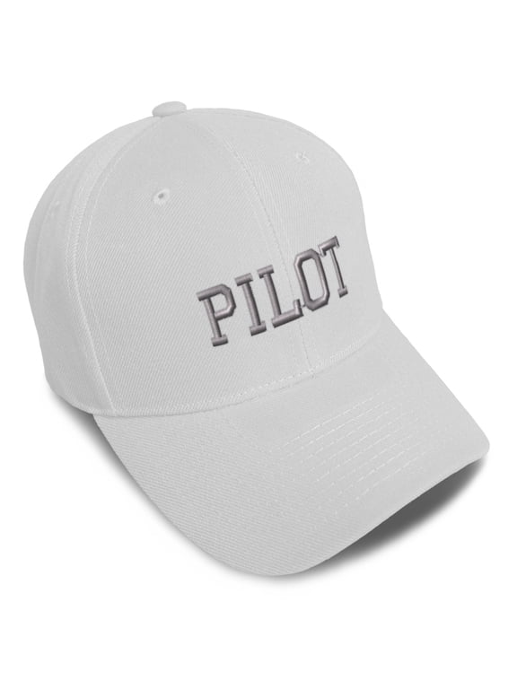 Baseball Caps for Men & Women Embroidered Silver Letters Pilot Ladies & Men Baseball Hats Acrylic White Design Only
