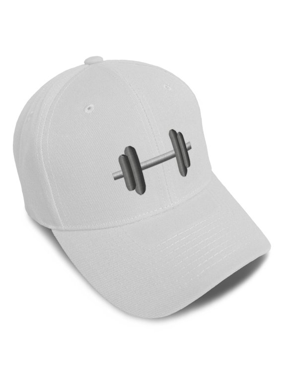 Baseball Caps for Men & Women Embroidered Sport Weightlifting Dumbbell Embroidery Ladies & Men Baseball Hats Acrylic White Design Only