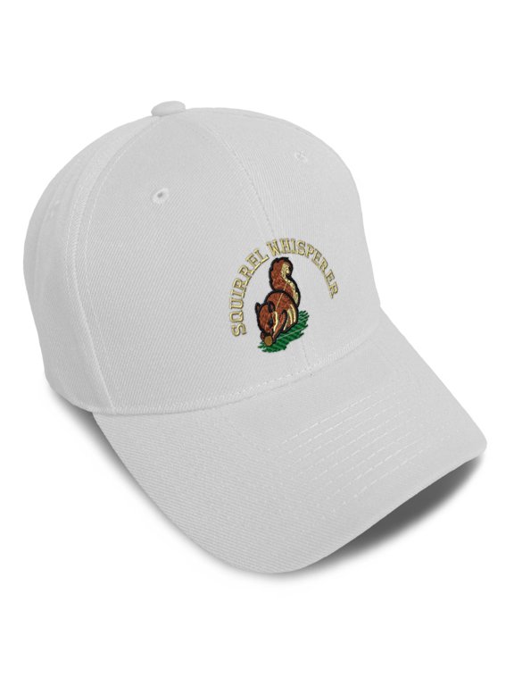 Baseball Caps for Men & Women Embroidered Squirrel Whisperer Embroidery Ladies & Men Baseball Hats Acrylic White Design Only