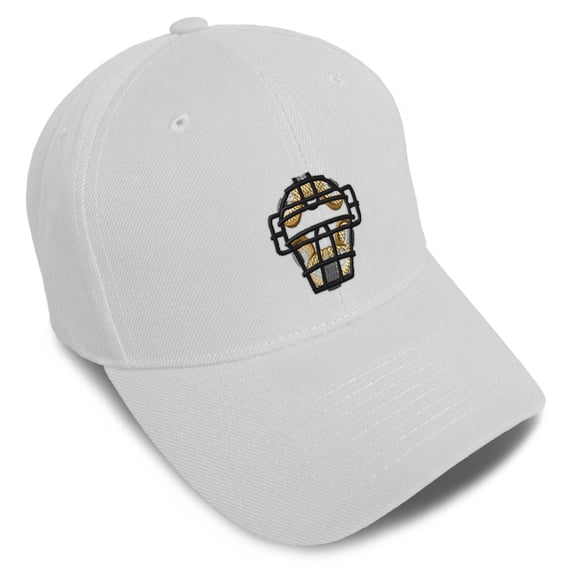 Baseball Caps for Men & Women Embroidered Umpire's Mask Embroidery Ladies & Men Baseball Hats Acrylic White Design Only