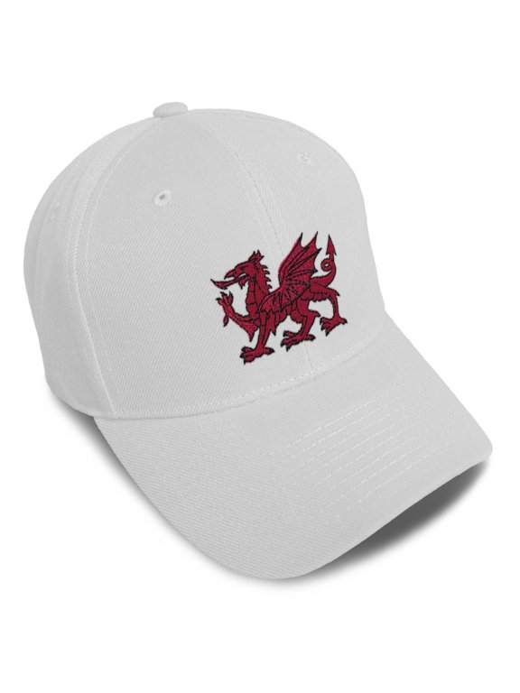 Baseball Caps for Men & Women Embroidered Wales Flag Dragon Seal Ladies & Men Baseball Hats Acrylic White Design Only
