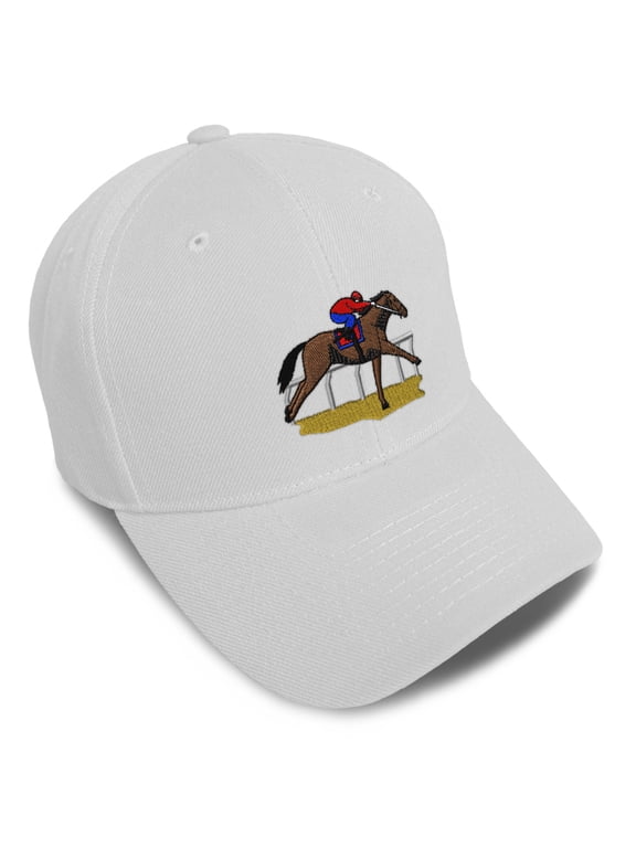 Baseball Caps for Men & Women Embroidered Western Racehorse Horse Racing Ladies & Men Baseball Hats Acrylic White Design Only