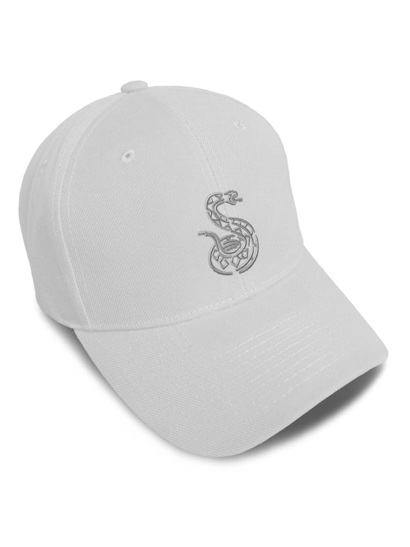 Baseball Caps for Men & Women Embroidered Wildlife Rattlesnake Ladies & Men Baseball Hats Acrylic White Design Only