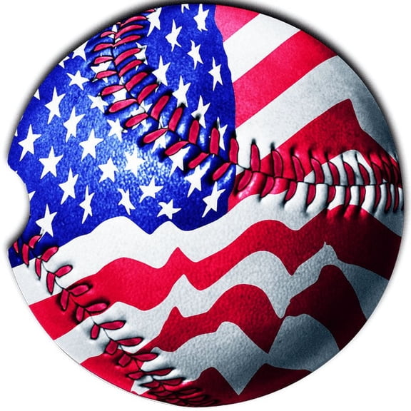 Baseball Car Coaster, Absorbent Stoneware Car Cup Holder Coaster, Set of 2