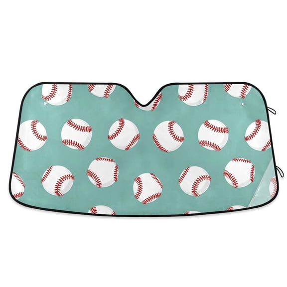 Baseball Car Windshield Sun Shade Foldable Car Front Window Visor Heat and UV Protection 53x23.5