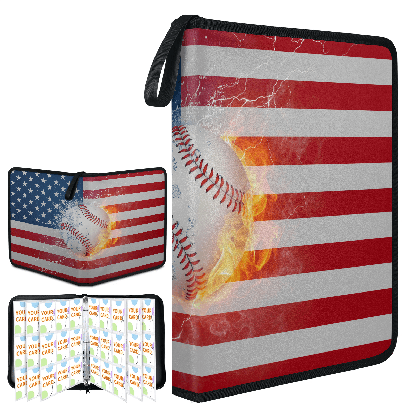 baseball card binder walmart 900 Pockets, 50 Sleeves Large Baseball Binder 3 Ring Zipper Trading Cards Holder 9 Pocket, Sport Collection Book Storage Box Organizer, Album Folder Case Photocard Protector Gift : Toys & Games soccer cards Topps Series 1 Releases 'Collectors