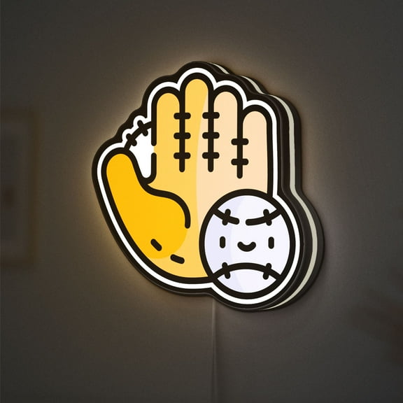 Baseball Catch Glove 3D Novelty Light Box, Sports Equipment Lamp Decor for Team Players, Game Rooms and Fan-Focused Interiors (Width 8 inch, 20cm)