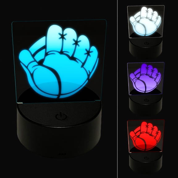 Baseball Catchers Mitt Gloves LED Night Light Sign 3D Illusion Desk Nightstand Lamp