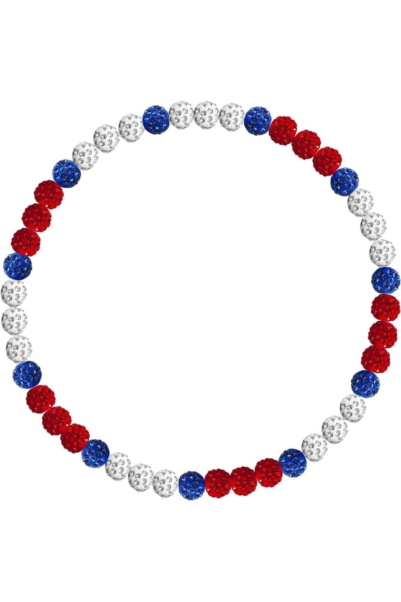 Baseball Chain Beaded Necklace, 16/18/20'' Ice Collection Diamond Bling Discoball Baseball Dirp[m365]