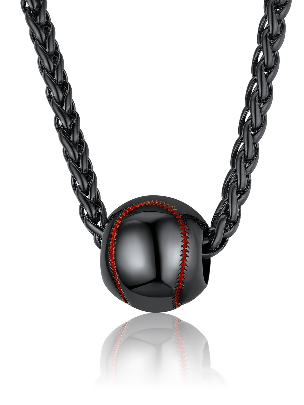 ChainsProMax Baseball Chains Wheat Rope Chain Baseball Charm Black ...