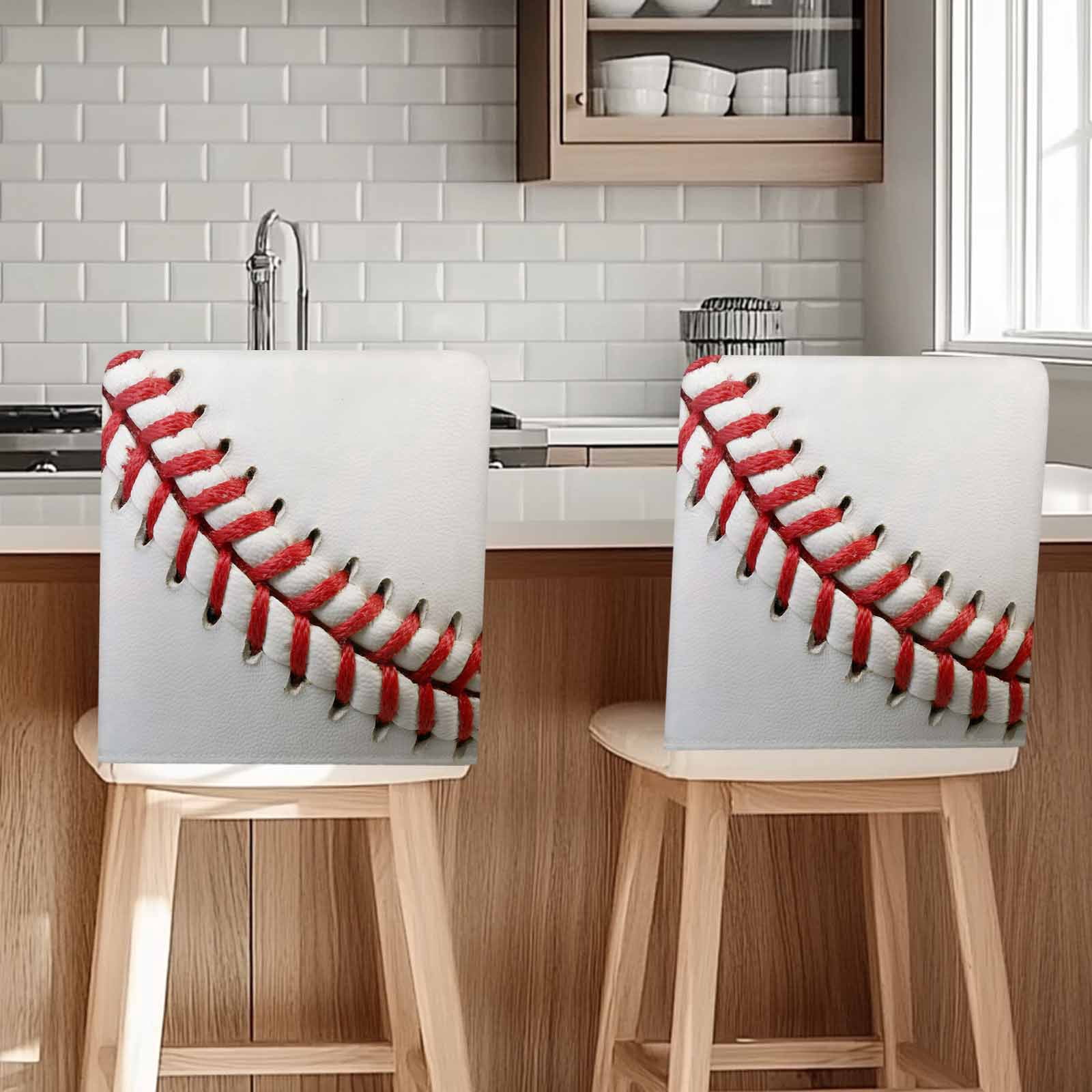 Baseball Chair Back Cover for Dining Room Set of 8, Red White Texture ...