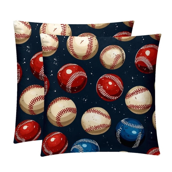 Baseball Chair Pillow Covers Set with Velvet Material, Unique Patterns, 16x16, 18x18, 20x20 Inches, 2 Items Included for Throw Pillows, Pillow Inserts,for Various Occasions
