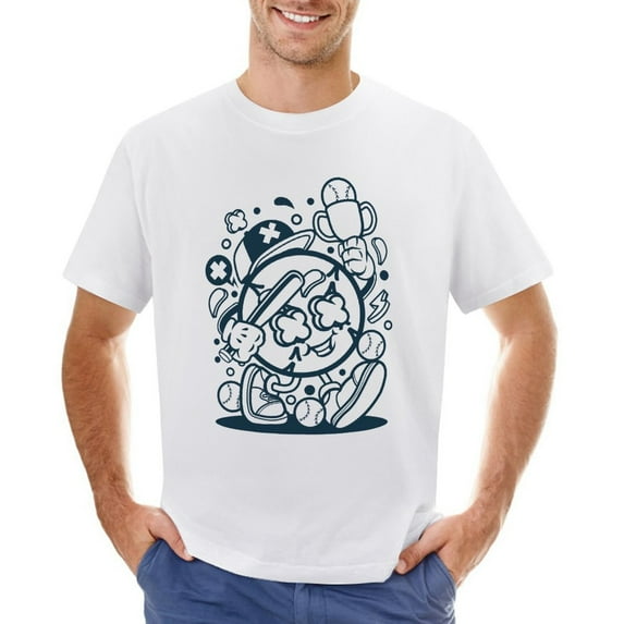 Baseball Champion Men’s Graphic T-shirt Vintage Short Sleeve Sport Tee White 2XL