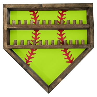 Baseball Championship Ring and Ball Display Case- Fully Customizable Storage Holder with 39 Removable Pegs and 3 Shelves