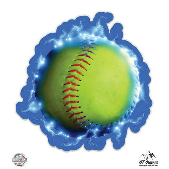 Baseball Charged Electric - 3" Vinyl Sticker - For Car Laptop I-Pad Phone Helmet Hard Hat - Waterproof Decal