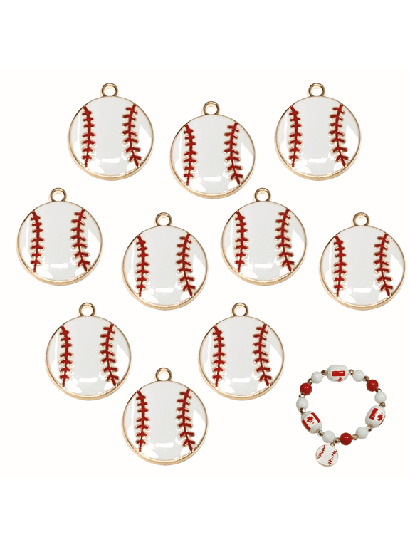 Baseball Charms for Bracelets, Enamel Alloy Charms Sports Game Day Craft DIY Jewelry Supplies, Gift for Beaders, Pack of 10