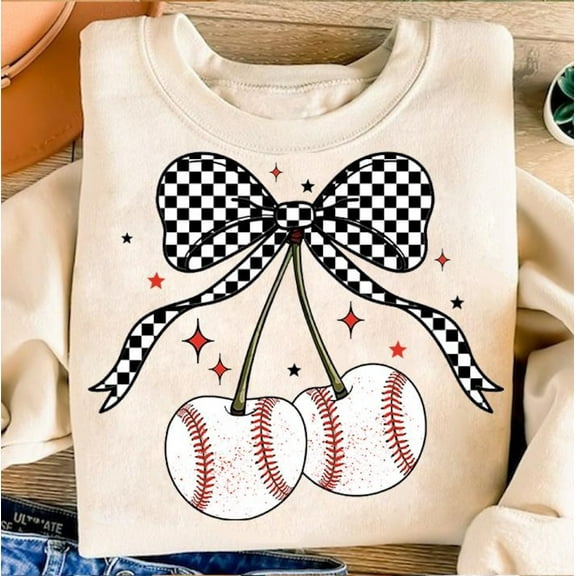 Baseball Cherries Coquette Shirt, Baseball Coquette Shirt, Game Day Baseball Shirt, Checkered Baseball Bow Shirt, Baseball Mama Shirt, Baseball Mom Shirt