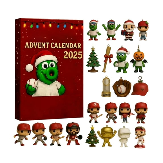 Baseball Christmas Advent Calendar 2025, 2025 Baseball Holiday Countdown Set 24 Day Countdown with Mini Sports Collectibles for Fans, Collectors & Holiday Decor