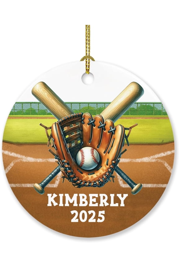 Baseball Christmas Ornament 2025, Custom Name Baseball Gloves Ornament for Baseball Lovers Men Women, Personalized Baseball Player Ornament Hanging, Baseball Team Sport Keepsake Xmas Ornament Gifts