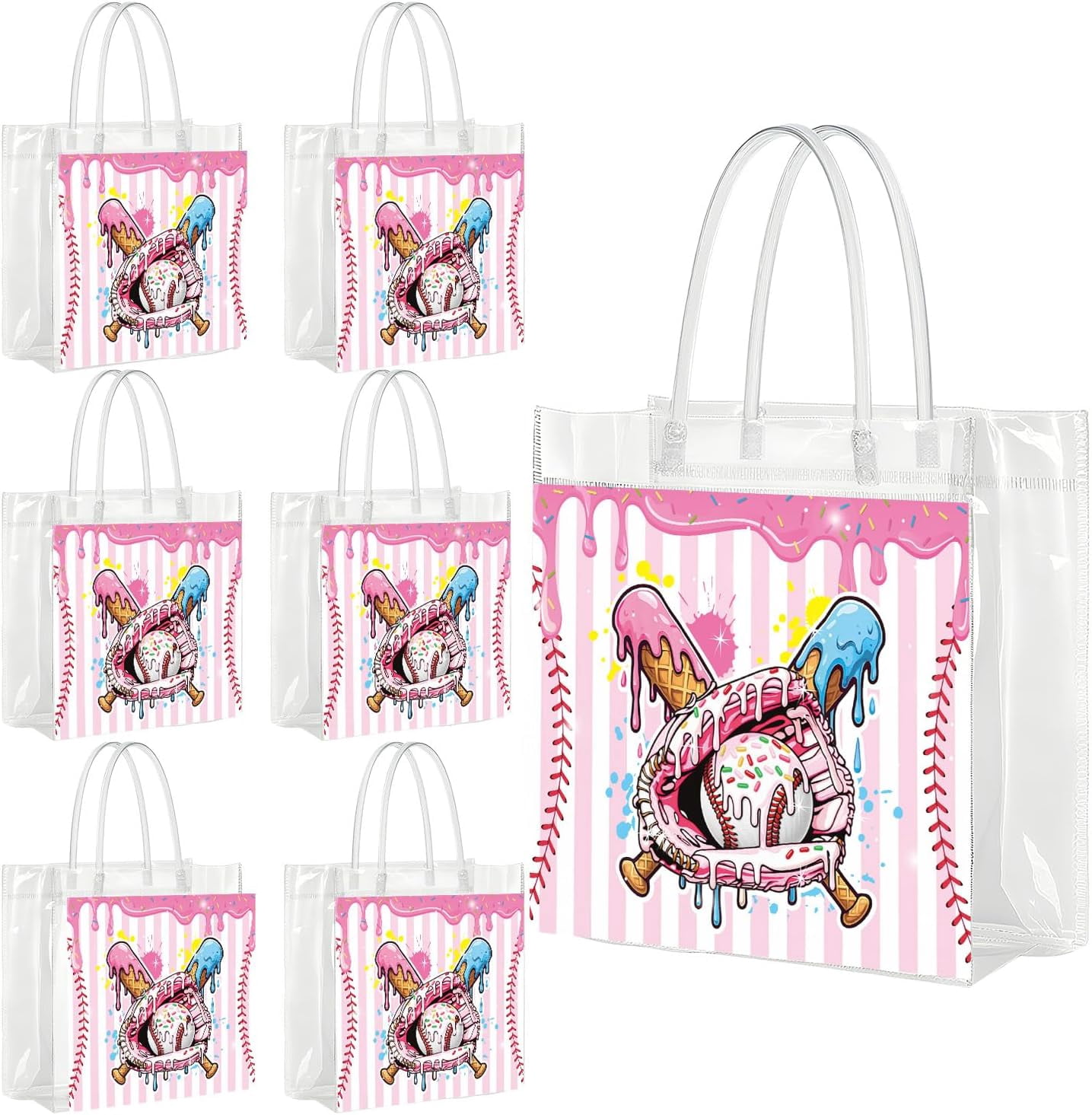 Baseball Clear Gift Bags - 20Pcs Baseball Clear PVC Goodie Candy Treat Bags with Handle Summer Sport Themed Handbag for Fans Coaches Team Game Sports Theme Activities Birthday Party Supplies