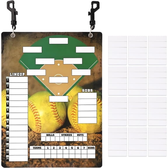 Baseball Clipboard for Coaches,Dry Erase Softball Baseball Lineup Board for Dugout,Baseball Scoreboard with 60 Lineup Cards Baseball Equipment Accessories for Baseball  Gifts