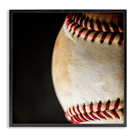 Stupell Industries Baseball Closeup On Black Black Framed Giclee Art, design by Kim Allen, 17 x 17