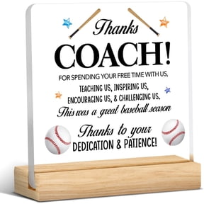 Baseball Coach Appreciation Gift Baseball Coach Clear Desk Decorative Sign Acrylic Plaque With Wooden Stand 4x4 Inch Sign Home Office Desk Decor