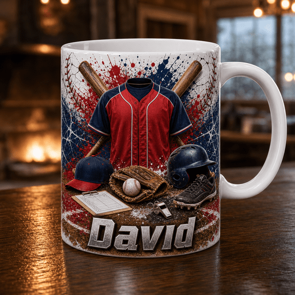 Baseball Coach Mug Custom Name 3D Sports Coffee Mug Coach Appreciation Gift