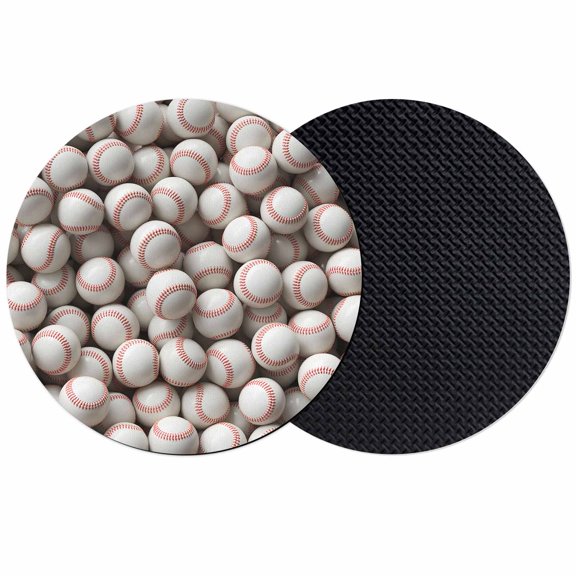 Baseball Coasters Set of 2, Absorbent Coasters for Drinks, White Red Art Sport Coaster for Desk Coffee Table Protection, Home Decor House Warming Gifts 4"