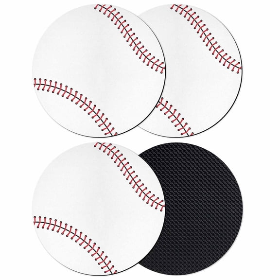 Baseball Coasters Set of 4, Absorbent Coasters for Drinks, Modern Minimalist Red Lines Coaster for Desk Coffee Table Protection, Home Decor House Warming Gifts 4"