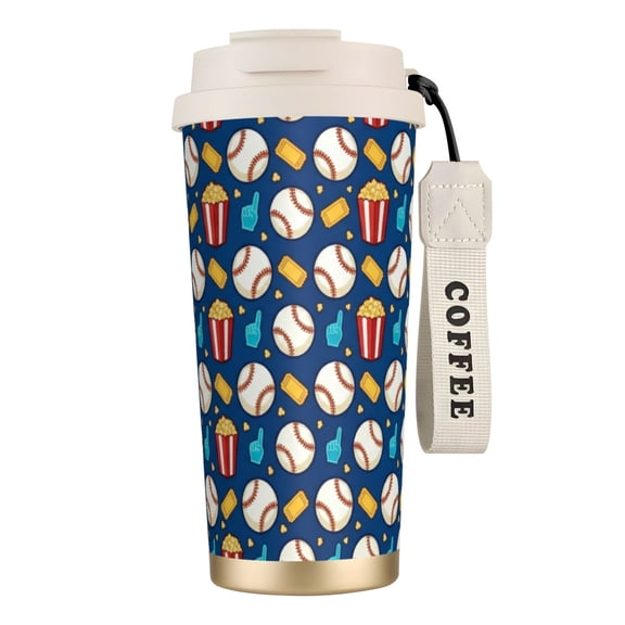 Baseball Coffee Mug, 18oz Leak-proof Sports Theme Travel Mug, Durable Stainless Steel Coffee Cup with Lid, Ideal Birthday Party Favors for Sports Fans
