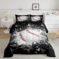 thumbnail image 1 of Baseball Comforter Set Baseball Bedding Queen Size for Teens Bedroom Decor Sports Game Bedding Comforter Sets Cool Sports Baseball Gaming Quilt Black White Room Decor 3 Pieces, 1 of 5