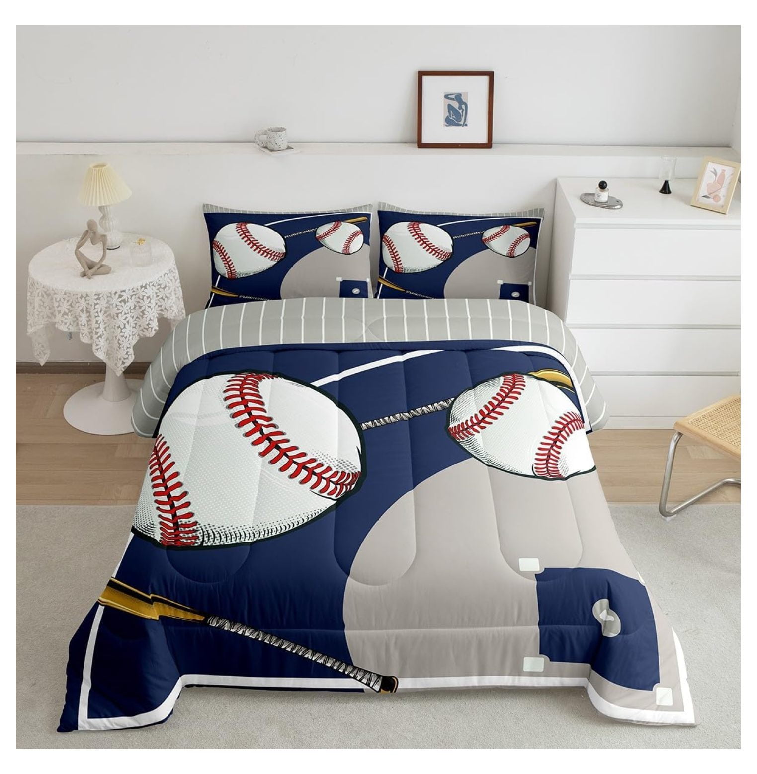 Baseball Comforter Set King Size Kids Gaming Sports Comforter for Boys
