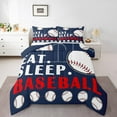 thumbnail image 1 of Baseball Comforter Set Sports Bedding Sets Baseball Down Comforter Baseball Ball Games Bed Set Baseball Room Decor Teen Quilt Set 2 Pcs Navy Blue White, 1 of 7