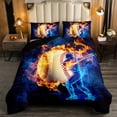 thumbnail image 1 of Baseball Comforter&nbsp;Set European Sport Twin Bedding Sets for Girls,Baseball Bat Quilt,Flaming Fire Ball Game Player Duvet Insert Softball Sports Ball Room Decor, 1 of 5