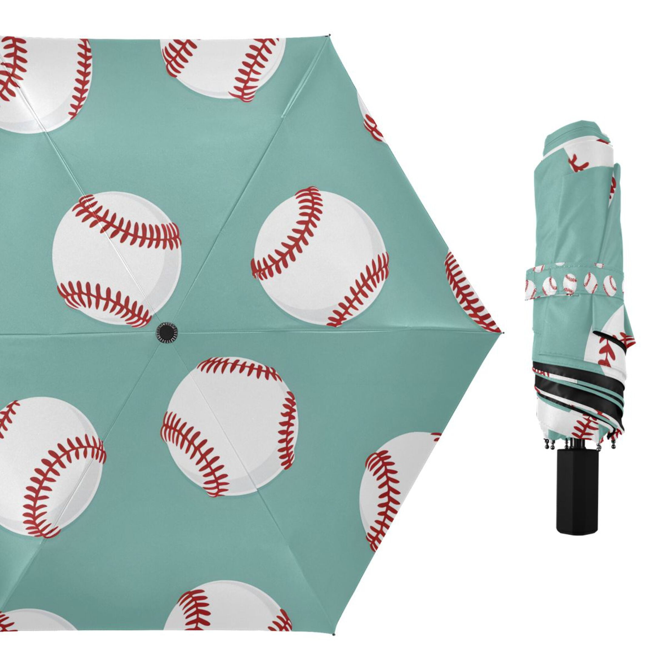 Baseball Compact Sun Umbrella Windproof Travel Umbrellas for Rain Strong Portable UV Protection