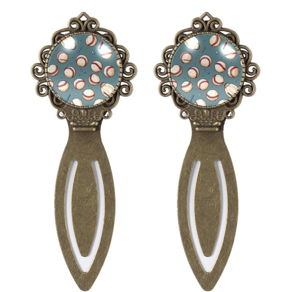 Baseball Copper-Colored Lace Bookmarks Set - Stainless Steel Book Markers for Readers and Book Lovers