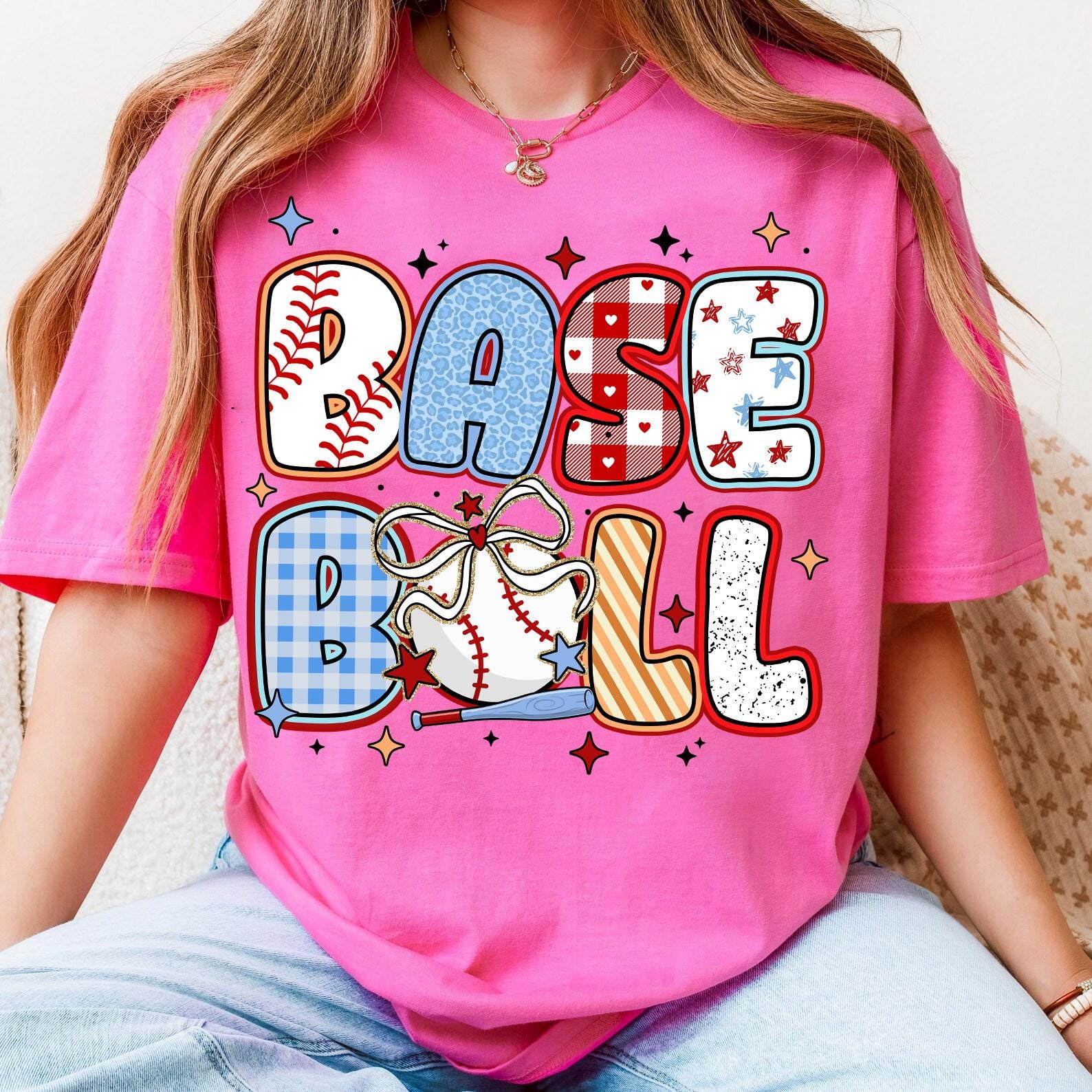 Baseball Coquette T-Shirt, Brushstroke Baseball Tee, Game Day Baseball Shirt, Baseball Bow Mom Shirt, Baseball Mama Gift