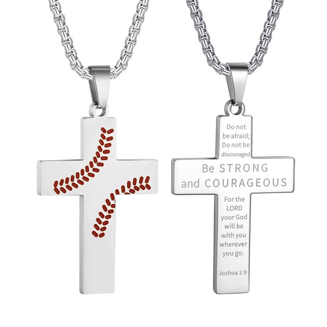Baseball Cross Necklace for Boys Inspirational Bible Verse Cross