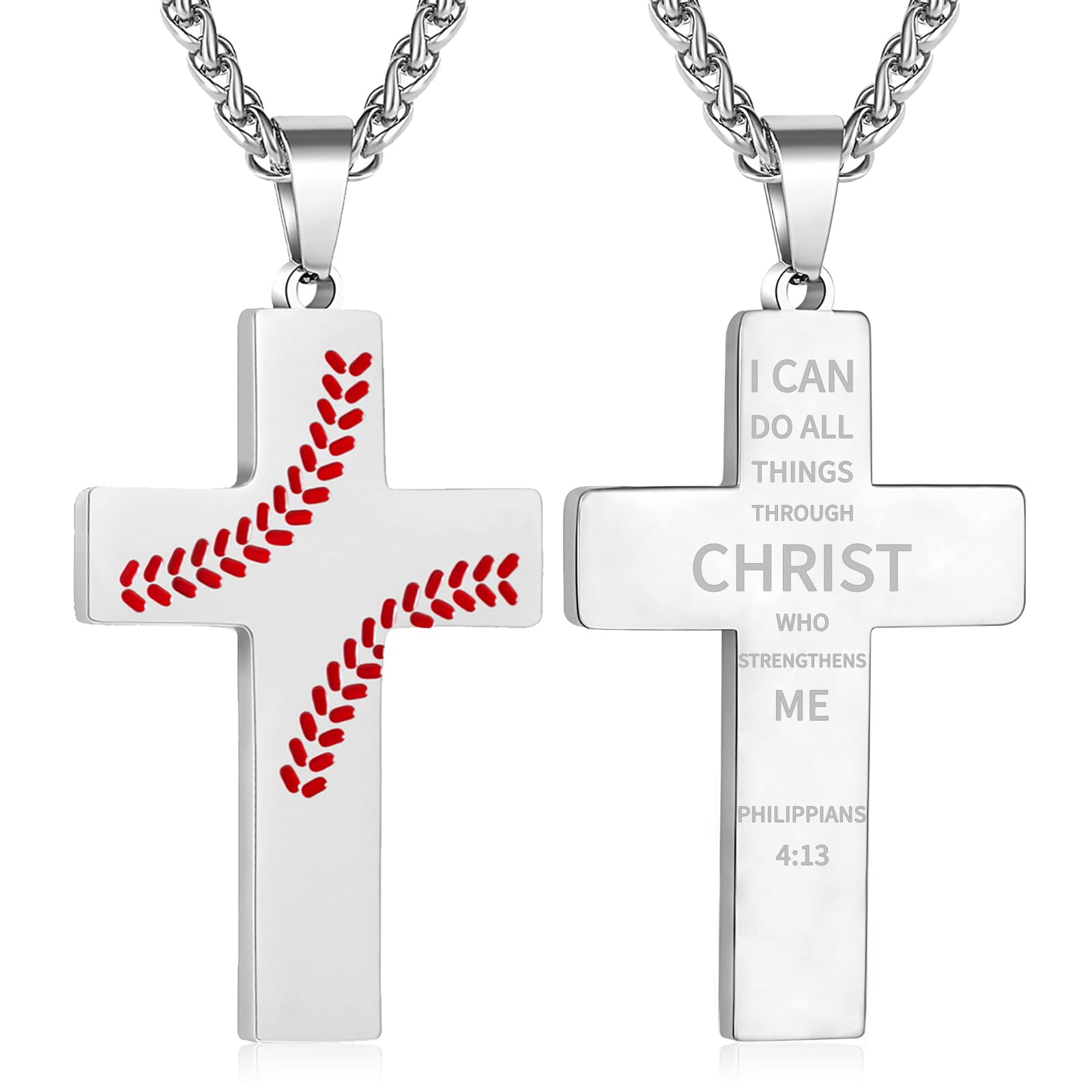 White gold baseball cross necklace sale