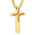 thumbnail image 1 of Baseball Cross Necklace for Men, Stainless Steel Cross Pendant Chain 16/18/20/22/24 Inches Baseball Accessories Christian Christmas Valentines Easter Birthday Jewelry Gifts, 1 of 5