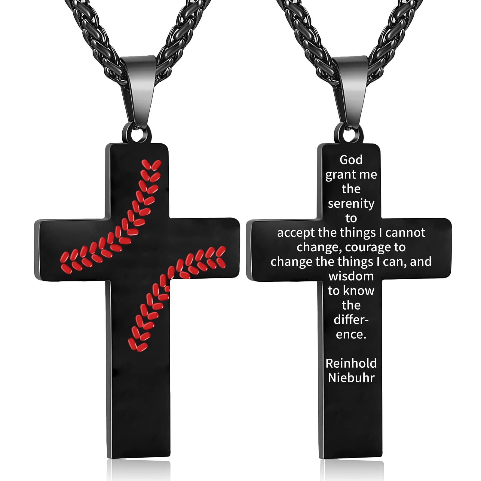 Baseball Cross Necklace for Men Stainless Steel Cross Pendant Chain ...