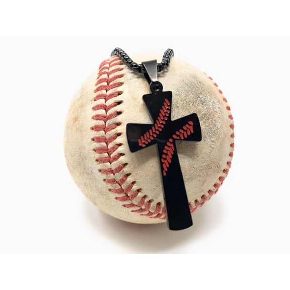 Baseball Cross Religious Pendant with 24 inch Necklace