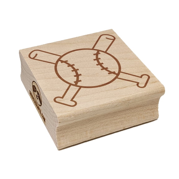 Baseball Crossed Bats Square Rubber Stamp Stamping Scrapbooking Crafting - Medium 1.75in