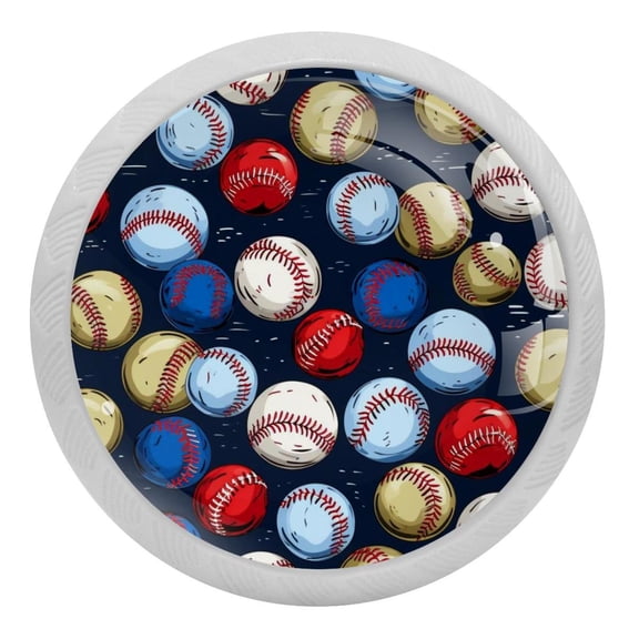 Baseball Crystal Glass Drawer Knob Pull Ergonomic 30mm Circle Glowing Furniture Cabinet Handle for Kitchen Dresser Cupboard Wardrobe