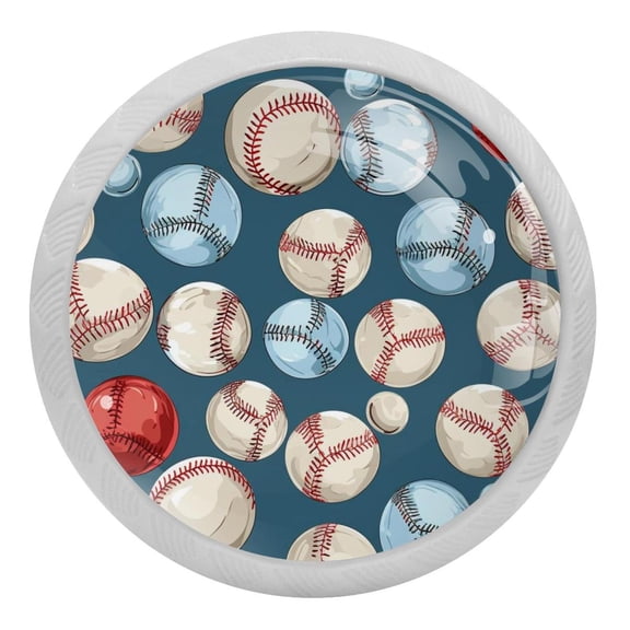 Baseball Crystal Glass Drawer Knob Pull Ergonomic 30mm Circle Glowing Furniture Cabinet Handle for Kitchen Dresser Cupboard Wardrobe