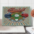 thumbnail image 1 of Baseball Cutting Board, Retro Pop Art Softball Logo Vertical Striped Setting Bat and Ball Game Print, Decorative Tempered Glass Cutting and Serving Board, Large Size, Multicolor, by Ambesonne, 1 of 1